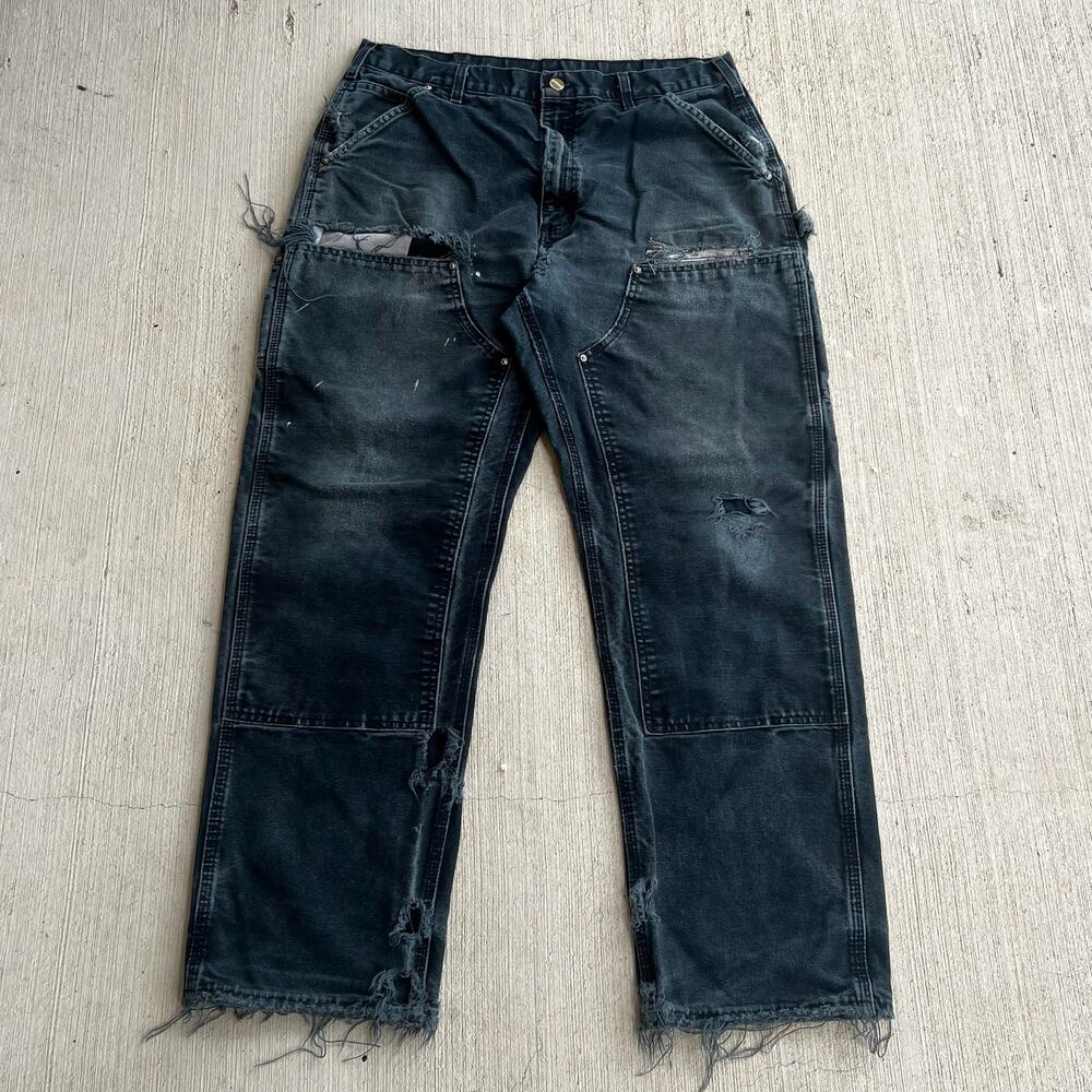 Carhartt B01 BLK faded black double knee work wear carpenter pants